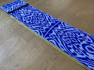 1 m x 34 cm IKAT Seiden Stoff (Königsblau- silbergrau) handgewebt, Unikat - Picture 1 of 11