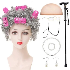 Old Lady Grandma Wig Costume Set for Women and Girls - Perfect for 100th Day ... - Picture 1 of 7