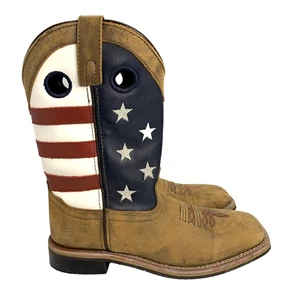 SMOKY MOUNTAIN USA Cowboy Boots Womens Size 7.5 Red, White, Blue Leather Western - Picture 1 of 9