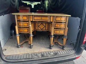 Late 17th C. 8 Legs Walnut & Ebony French Louis XVI Bureau Writing Desk - Picture 1 of 13