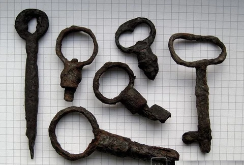 Vintage Ancient bronze Key antique padlock Mortise lock Tool  6 pcs Cover