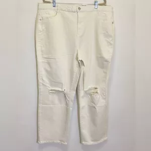 ELOQUII - Distressed Jeans mit geraden Beinen - Größe 22 neu mit Etikett - Bild 1 von 8