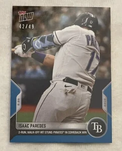 2022 Topps NOW #411 ⚾️ Isaac Paredes ⚾️ Tampa Bay Rays ⚾️ BLUE Parallel 42/49 - Picture 1 of 7
