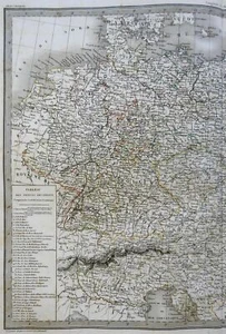 Austria-Hungary 1830 Poland Bohemia German Confederation Lapie large h color map - Picture 1 of 3
