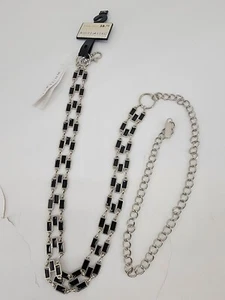 Womens White Stag Chain Belt Silver Black Size L/XL - Picture 1 of 4