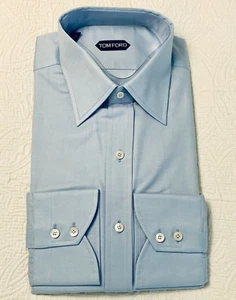 NUEVA $670 TOM FORD Camisa Algodón Azul Claro US 17 43 G Hecha en Suiza - Imagen 1 de 14