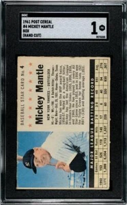 1961 Post cereal Mickey Mantle #4 (corte a mano) SGC 1 pobre - Imagen 1 de 2
