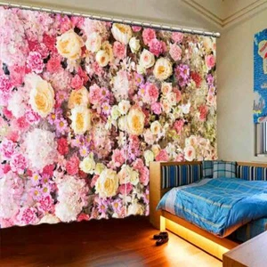 Wonderful Pink Blossoms 3D Blockout Photo Print Curtain Fabric Curtains Window - Imagen 1 de 10