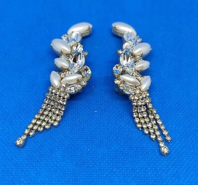 Orecchini a clip con perle e cristalli vintage anni'90 - Immagine 1 di 2