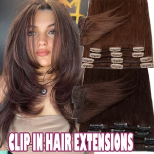 Extensiones de Cabello Humano Marrón 100% Real Trama Cabello Remy Ombre CABEZA COMPLETA - Imagen 1 de 35