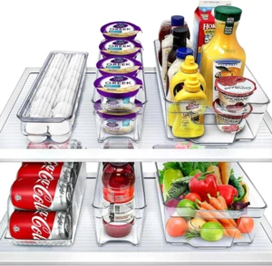 Freezer Bins Refrigerator Organizer Stackable Food Storage Containers 6 Pack - Picture 1 of 12