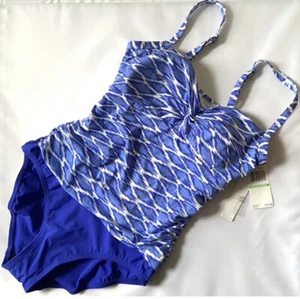 NWT Christina Swimwear Waist Minimizer One Piece Blue Swimsuit, Size 8 - Picture 1 of 4