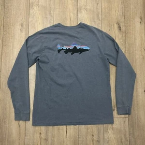 Patagonia Shirt Men’s Fitz Roy Trout Blue L/S Performance Shirt - Size Large - Picture 1 of 11