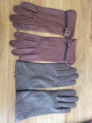 Vintage Womens Brown Leather Gloves Sz Xl Cognac Chocolate 4908 Nordstrom  - Image 1 of 4