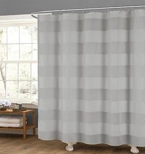 Gray Fabric Shower Curtain: Wide Stripe Design, 70" x 72" - Picture 1 of 2