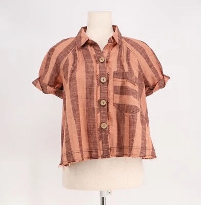 NUEVO CON ETIQUETAS FREE PEOPLE WE THE FREE Top a Rayas Mezcla de Lino Away At Sea Talla S Foto 1 de 4