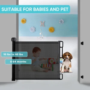 71" Retractable Baby Safety Gate Dog Fence Child Toddler Walk Thru Security Door - Picture 1 of 13