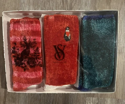 Victorias Secret Gift Box Set Of 3 Plush Chenille Crew Socks Red Green Pink NIB - Image 1 of 3