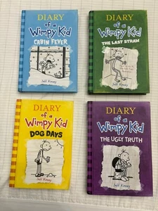 Lot 4 Diary of a Wimpy Kid Jeff Kinney Dog Days Ugly Truth Cabin Fever Last Stra - Picture 1 of 8