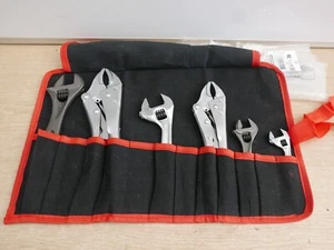 FACOM 6PCE 4" TO 10" ADJUSTABLE WRENCHES & MOLE GRIPS SET + STORAGE ROLL - Picture 1 of 2