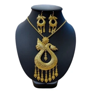 Halskette Naga Anhänger Ohrringe Set Vintage Drache Schmuck Siam Thai Amulett - Bild 1 von 1