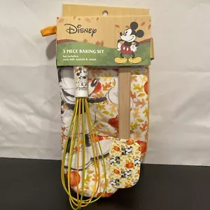Disney Mickey Mouse FALL Kitchen Set Oven Mitt, Spatula & Whisk 3 Piece Set - Picture 1 of 6