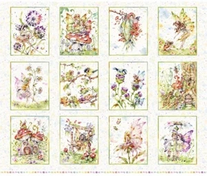 Panel floral para casa de sapos P&B jardín de hadas caprichosas 100 % algodón - Imagen 1 de 15