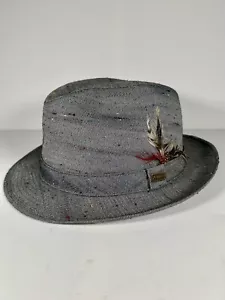 Vintage Adam Wool Blend Feathered Fedora Men's Large - Gray Made In USA - Picture 1 of 7