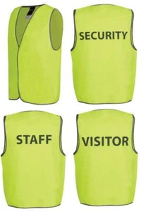 SAFETY VEST,Hi Vis Vest, PRINTED VEST, INDUSTRIAL VEST, SECURITY/STAFF/VISITOR - Picture 1 of 4