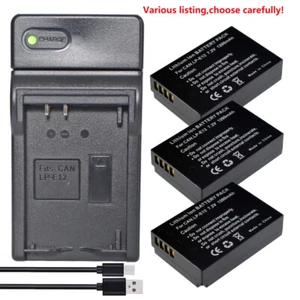 Battery or charger for LP-E12 Canon EOS M M2 M10 M50 M100 100D Powershot SX70 HS - Photo 1 sur 44