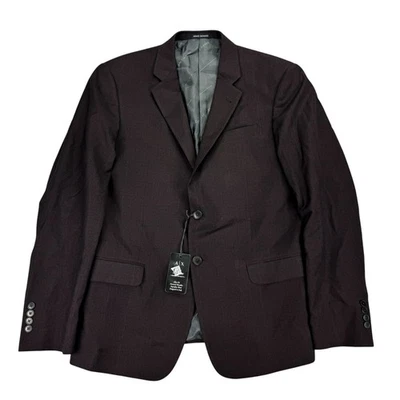 Armani Exchange Mens Slim Fit Wool Windowpane Suit Jacket Brown Black 42R - Image 1 of 4