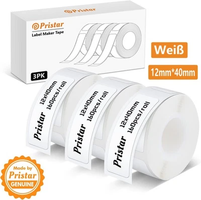 3 Rollen 12mmx40mm Weiß Selbstklebendes Thermoband Etiketten 160 Etiketten/Rolle - Bild 1 von 4