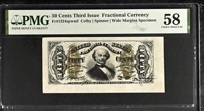 FR-1324 spwmf $0.50 Third Issue Fractional Currency - 50 Cents - PMG 58 Specimen - Image 1 of 2