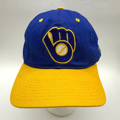 Sombrero amarillo OSFA Snapback adulto Milwaukee Brewers sorpresa gemelos de la década de 1990 vintage Foto 1 de 4
