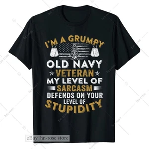Funny Navy Veteran T-Shirts Grumpy Sarcastic Military Pride Gifts for Dad Grand - Picture 1 of 6