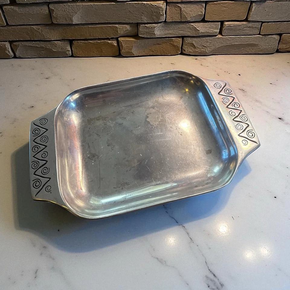 Wilton Armetale блюдо регги узор лоток 9,75 «x 6,25» x 1,25» винтажный олова - Изображение 1 из 4