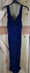 Women's Navy Party/ Cocktail Dress Large Lined Pleated - Picture 1 of 5