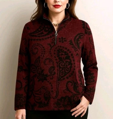 Nuevo Suéter Chicos Tejido Suave Artístico Vacaciones Glamour Cachemira 1/4 Cremallera Rojo Talla 3 Invierno  Foto 1 de 4