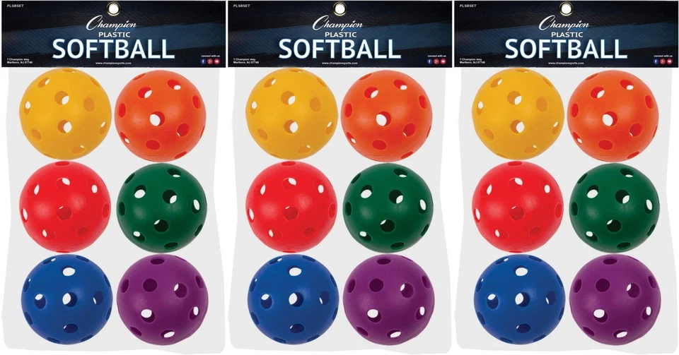 Champion Sports Set de 6 Pelotas de Softbol de Plástico, 12" - Colores Surtidos (Pack de 3) Foto 1 de 1