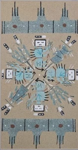 Original "Büffelvolk" Navajo signiert Indianer Sandgemälde gerahmte Kunst - Bild 1 von 9