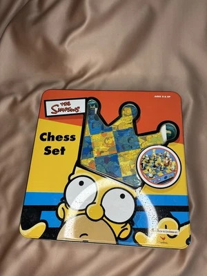 The Simpsons 3D Chess Set In Tin Box Cardinal Complete Set Vintage 1998  - Photo 1/4