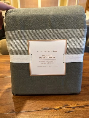 Funda nórdica Pottery Barn Teen Midfield Full Queen verde oscuro NUEVA con etiquetas Foto 1 de 4