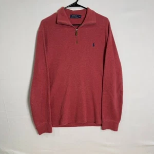 Polo Ralph Lauren Quarter-Zip Sweater Men’s M Red 100% Cotton - Picture 1 of 7