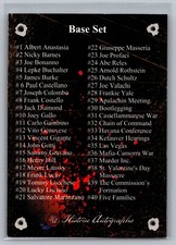 Checklist 2016 Historic Autographs The Mob Trading Card Full Complete