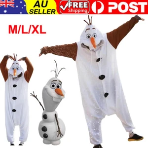 Adults Frozen Olaf Snowman Kigurumi Costume Animal Olaf Pajamas Sleepwear Fleece - Picture 1 of 16