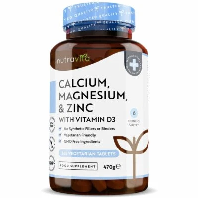 Calcium Magnesium Zinc & Vitamin D3 - 365 Pills - Bone, Osteo Complex Supplement - Image 1 of 4