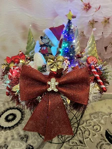 Adventskranz 40cm Adventsgesteck Weihnachtsgesteck Weihnachten Mickey Maus - Bild 1 von 10