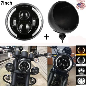 For Yamaha V-Star XVS 1100 950 7"inch Motorcycle LED Headlight + Housing Bucket - Foto 1 di 12