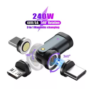 540° Magnet Konverter USB C Adapter Schnellladen Typ C iOS für iPhone iPad - Bild 1 von 52