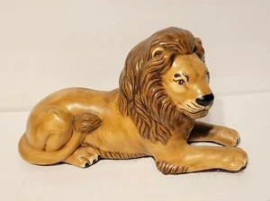 Vintage Ceramic Lion Figurine Laying Down Art Pottery MCM 11" L Rare EUC - Picture 1 of 10